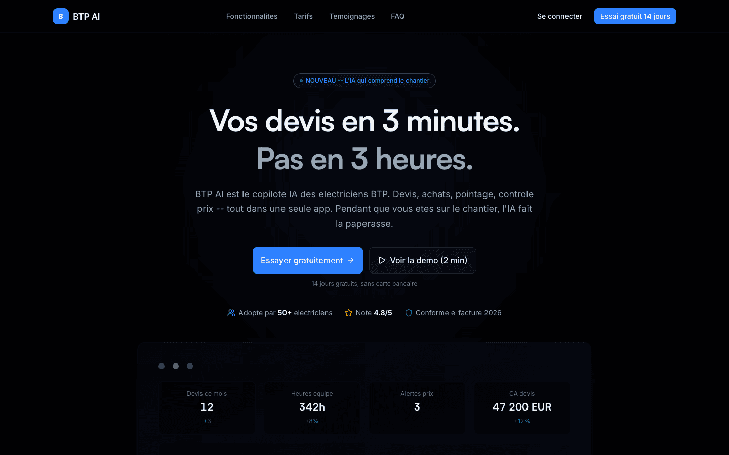 BTP AI — Copilote IA électriciens BTP