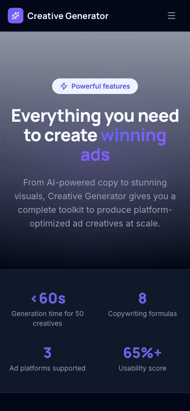 Creative Generator — vue mobile