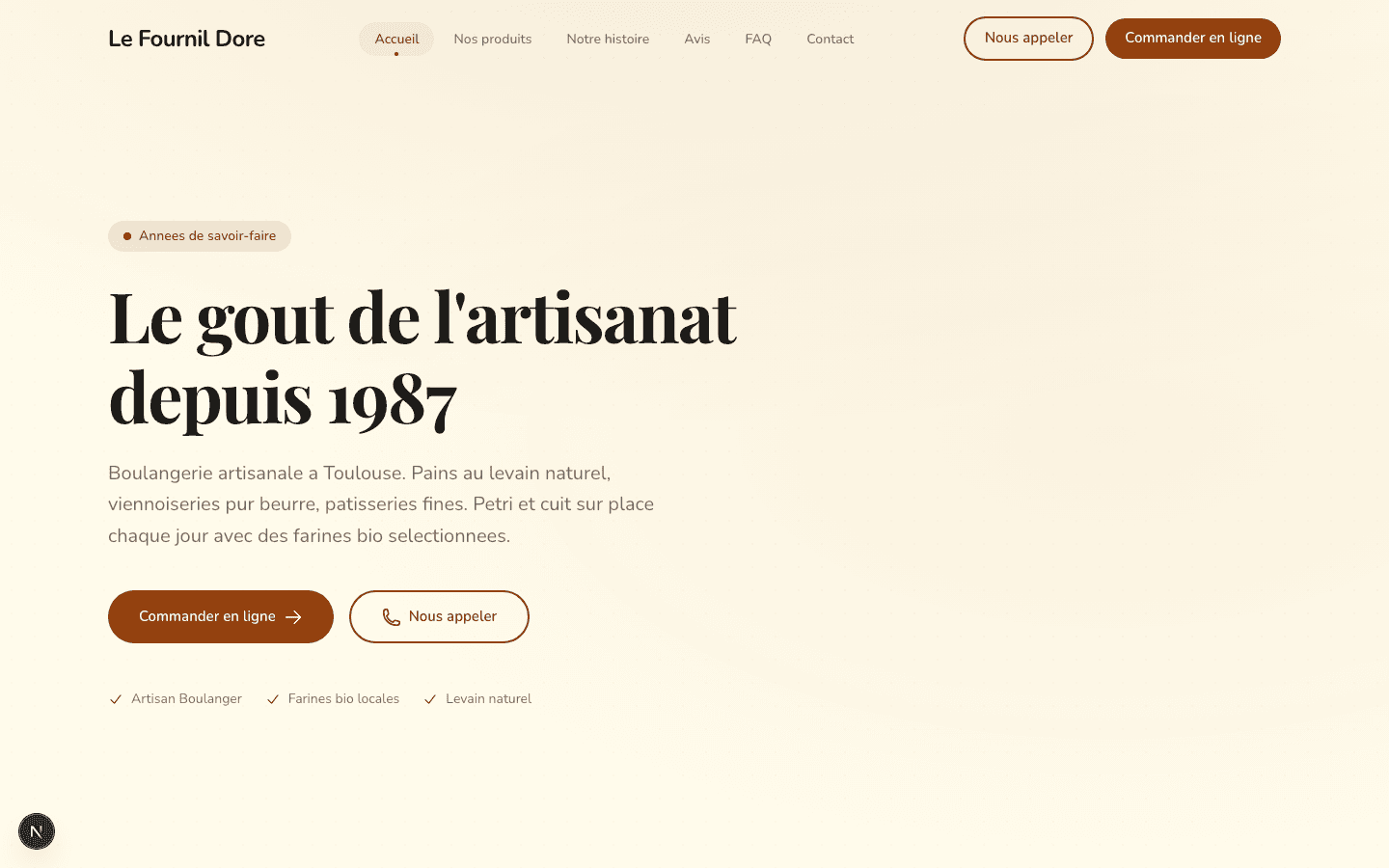 Le Fournil Doré — vue desktop