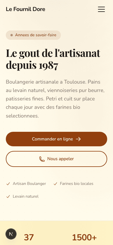 Le Fournil Doré — vue mobile